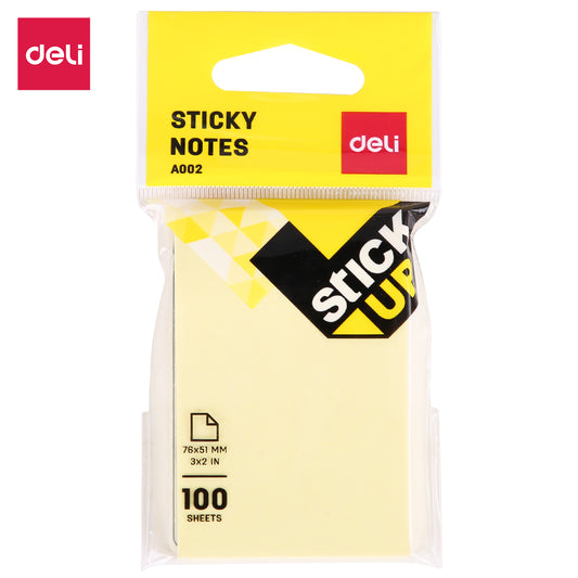 Deli WA00252 Sticky Note, 3" x 2", 3x100 Sheets, Yellow (Pack of 1)