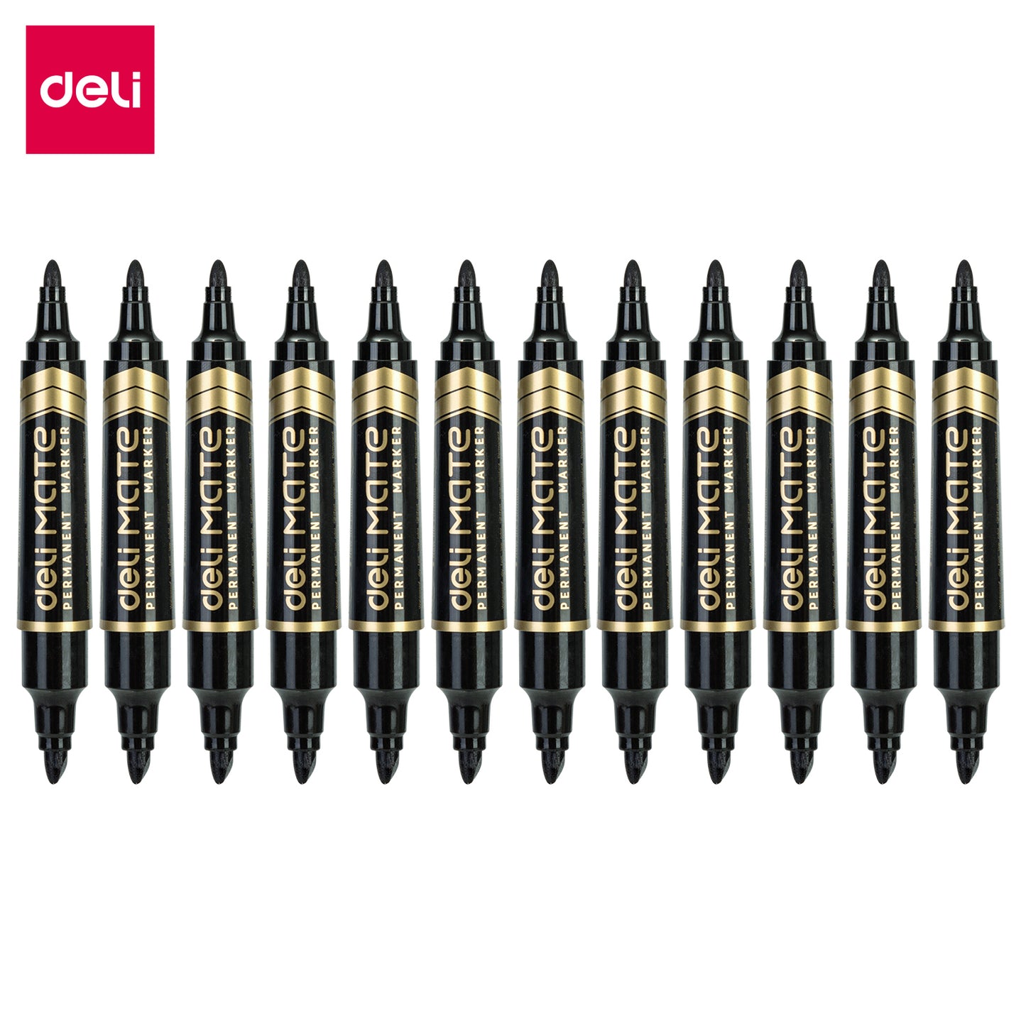 Deli ES555 Black Dual Tip Permanent Marker (Black , Pack of 1)