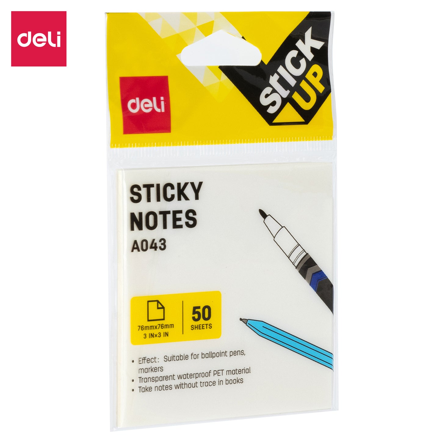 Deli Transparent Sticky Notes,3"x3" Clear Sticky Notes, 900 Sheet (Pack of 1)