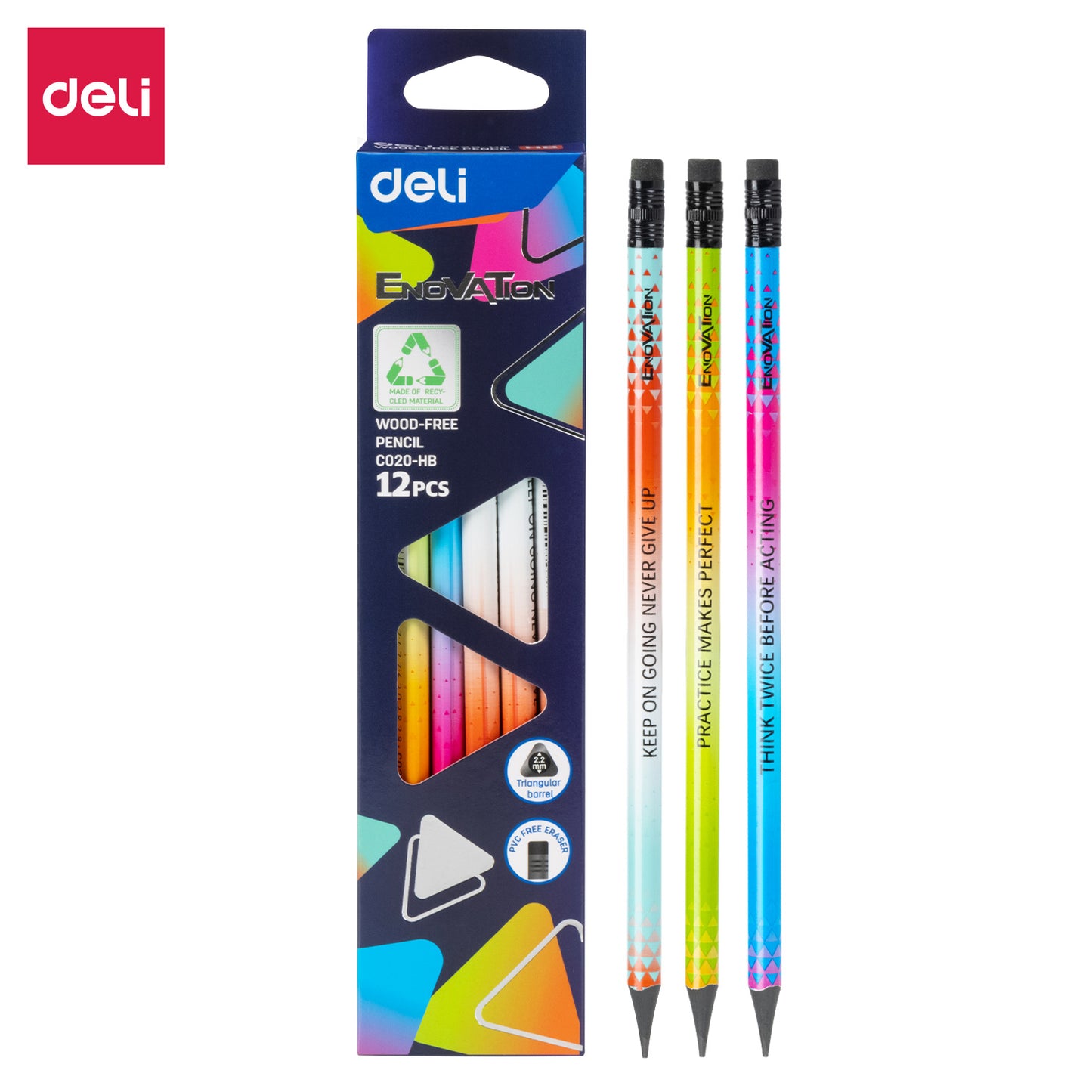 Deli WC020 HB Wood Free Pencil Triangular Pack of 1