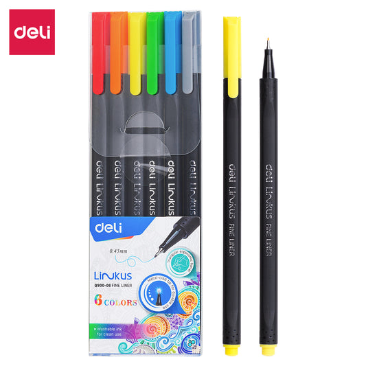 Deli EQ900-06 Fine Liner 6PC Set (Multicolour-6PC Pack, Set of 1)