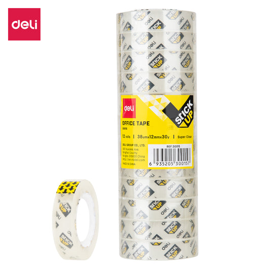 Deli WA30015 Colour Tape 12mm x 30Y x 1 Inch (12 rolls/Tube)