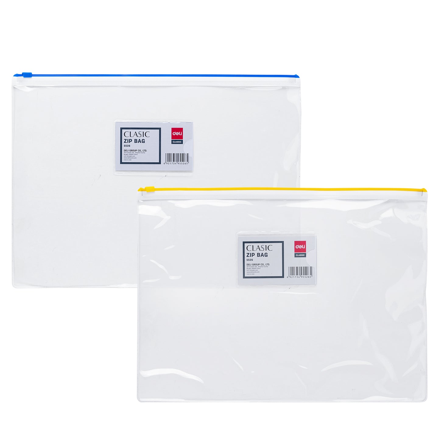 Deli W5526 Pvc view Zip Bag A4, Color may vary (Pack of 12)
