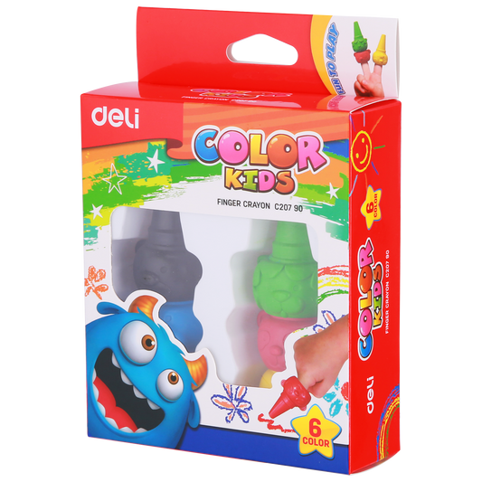 Deli EC20790 Finger Crayon 6 Colors, Set of 1 (Multicolor)
