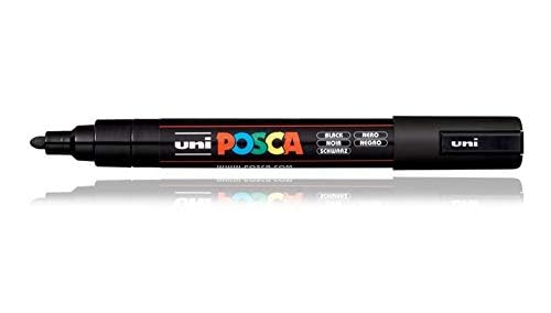 uni-ball Posca 5M 1.8-2.5 mm Bullet Shaped Marker Pen, Black Ink, Pack of 1