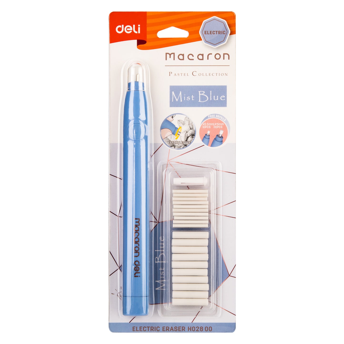 Deli WH02800 Macaron Electric Eraser (Pack of 1, Color May Vary)
