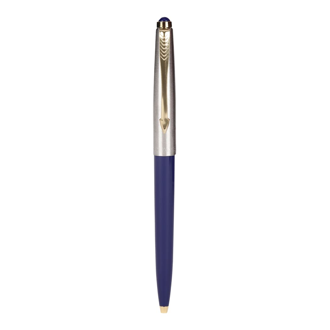 Parker Functional Galaxy Standard Gold Trim Ball Pen Blue & Logo Key Chain Gift Set, Blue Ink, Pack of 1