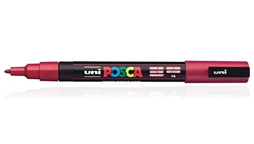 uni-ball Posca 3M 0.9-1.3 mm Bullet Shaped Marker Pen, Deep Red Ink, Pack of 1