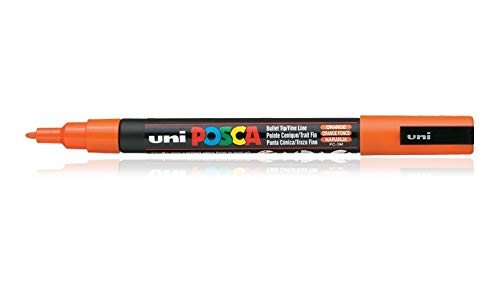 uni-ball Posca 3M 0.9-1.3 mm Bullet Shaped Markers, Orange Ink, Pack of 1