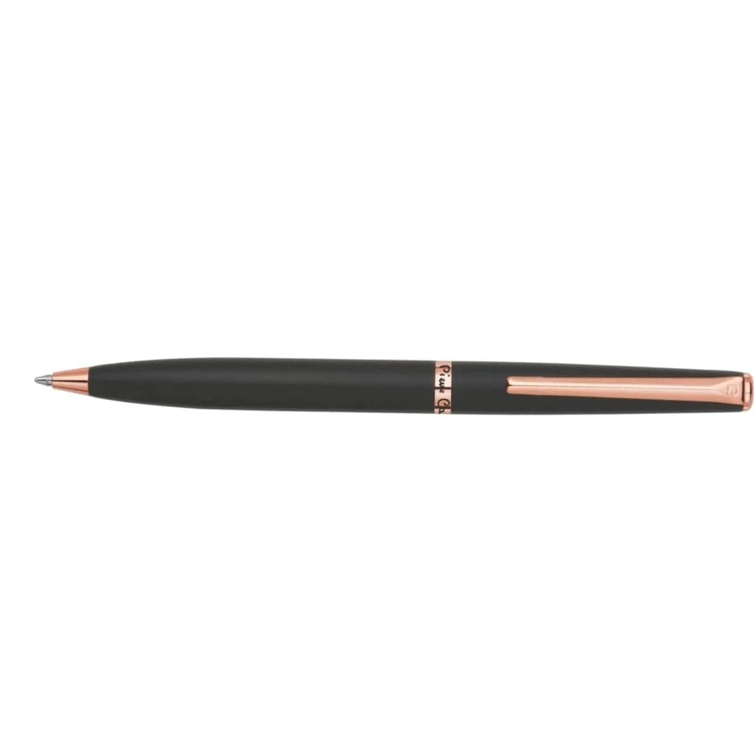 Pierre Cardin Crest Matte Black Exclusive Metal Ball Pen , Blue Ink, Pack of 1