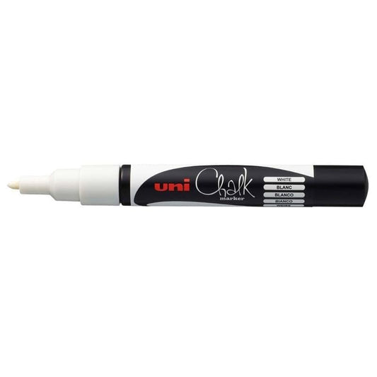 uni-Ball 5M PWE 1.8-2.5 mm Board & Glass Chalk Marker, Medium Bullet Tip Shaped, White Ink, Pack of 1