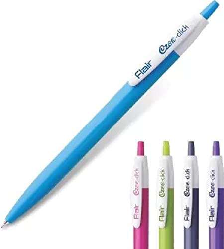 Flair 0.7 to 1mm Ezee Click Ball Pen 25 Pcs Jar, Blue Ink, Pack Of 1