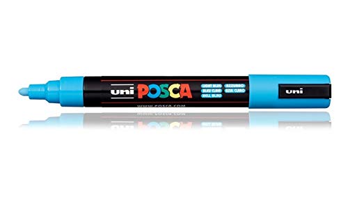uni-ball Posca 5M 1.8-2.5 mm Bullet Shaped Marker Pen, Light Blue Ink, Pack of 1