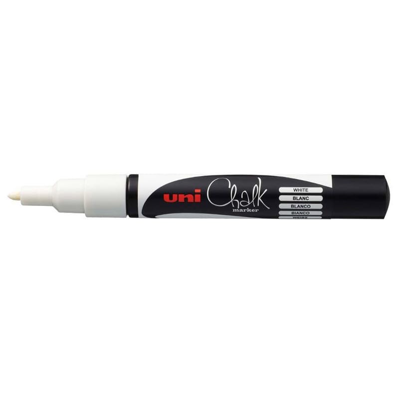 uni-Ball 3MS PWE 1.3 mm Board & Glass Chalk Marker, Bullet Tip Shaped, White Ink, Pack of 1