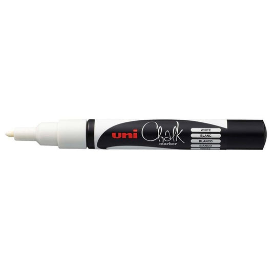 uni-Ball 3MS PWE 1.3 mm Board & Glass Chalk Marker, Bullet Tip Shaped, White Ink, Pack of 1