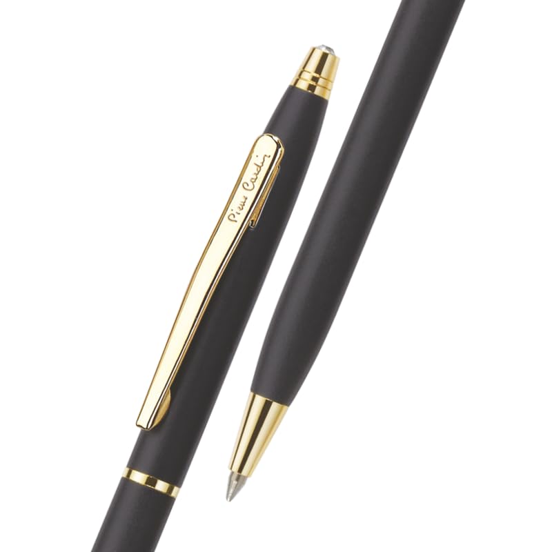 Pierre Cardin Kriss Japan Black Finish Exclusive Metal Fountain Pen, Blue Ink, Pack of 1