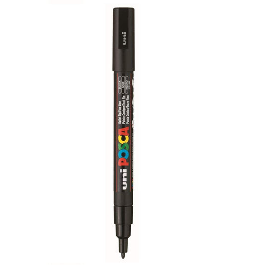 uni-ball Posca 3M 0.9-1.3 mm Bullet Shaped Marker Pen, Black Ink, Pack of 1