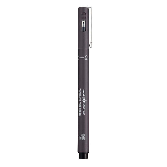 uni-ball PIN-200 0.5mm Fineliner Drawing Pen, Dark Grey Ink, Pack of 1
