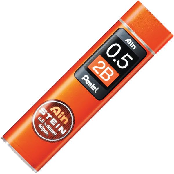 Pentel Ain Stein 0.5mm 2B Mechanical Pencil Lead, Pack of 40 (C275-2B)
