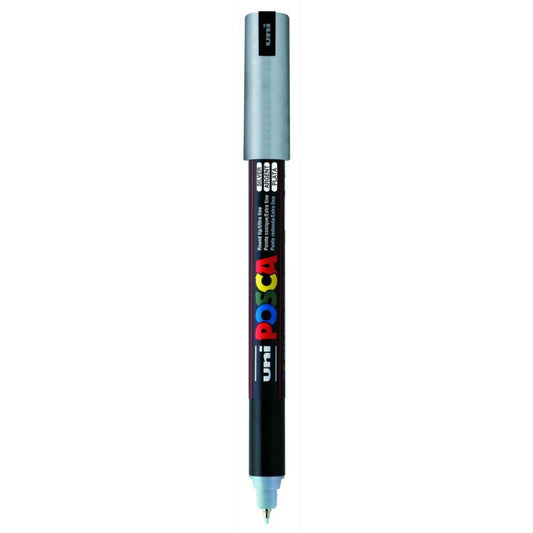 uni-ball Posca PC-1MR 0.7 mm Extra-Fine Tip Markers, Silver Ink, Pack of 1