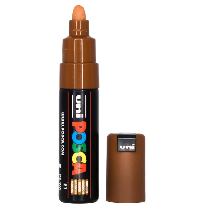uni-ball Posca 7M 4.5-5.5 mm  Broad Bullet Shaped Markers, Brown Ink, Pack of 1