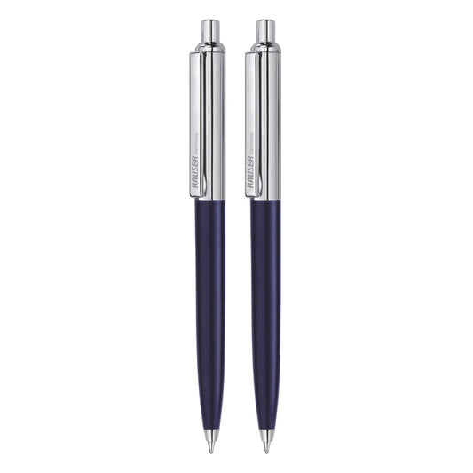 Hauser Berlin Retractable Half Metal Ball Pen, Blue Ink, Pack of 2