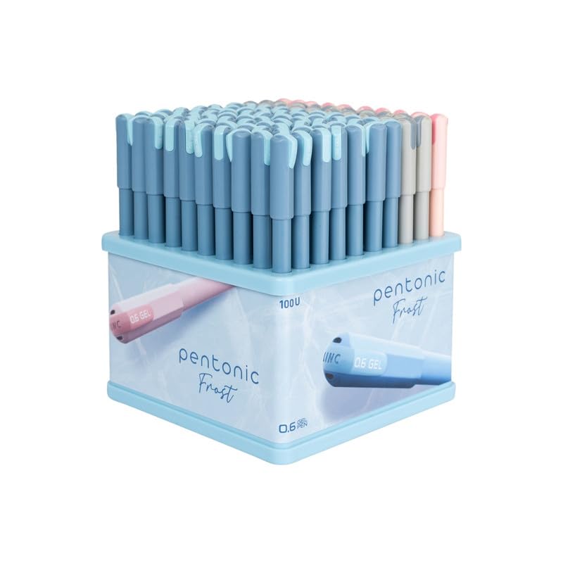 Pentonic Frost 0.6mm Multicolor Gel Pen Tumbler, 70 Pcs Blue Ink+20 Pcs Black Ink+10 Pcs Red Ink(Pack of 100)