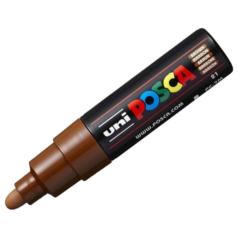 uni-ball Posca 7M 4.5-5.5 mm  Broad Bullet Shaped Markers, Brown Ink, Pack of 1