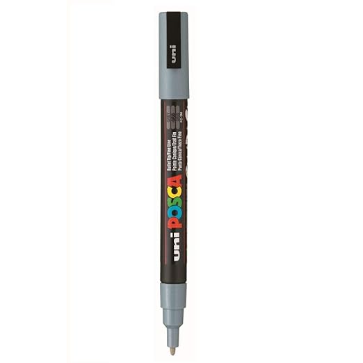 uni-ball Posca 3M 0.9-1.3 mm Bullet Shaped Marker Pen, Grey Ink, Pack of 1