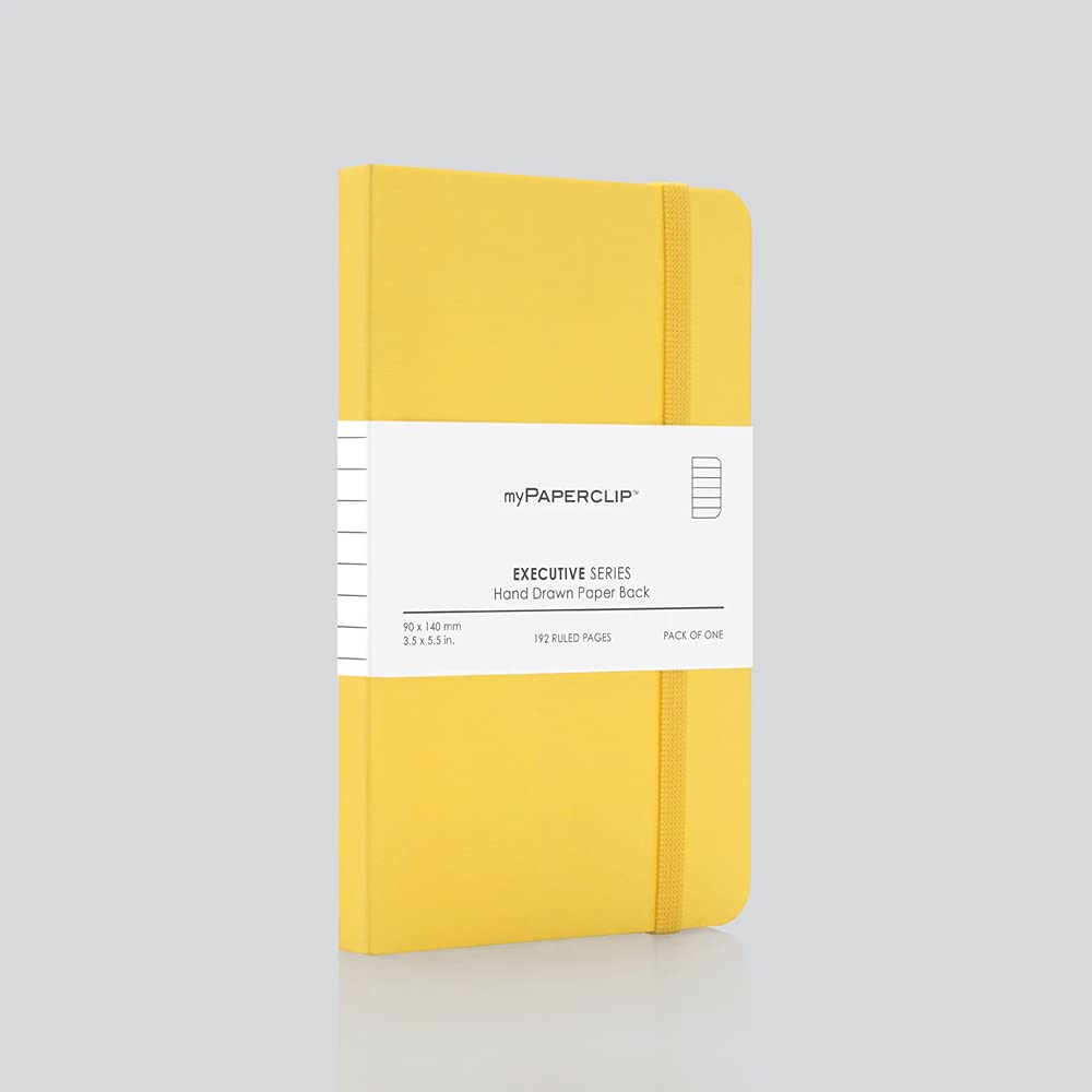 myPAPERCLIP Executive Series Notebook, A5, 192 Pages, Ruled, Yellow, Pack Of 1