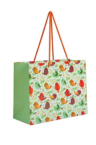 PaperPep Green Birds 7"X4"X9" Paper Gift Bag Pack of 1 | Gift Bags For Return Gifts, Presents, Weddings, Birthday, Holiday Presents, Celebrations