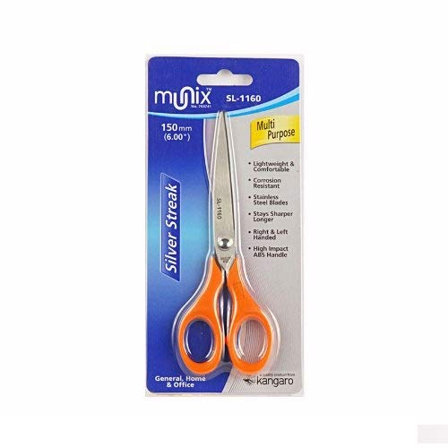 Munix Scissors For Home,Office SL-1160 152mm, Multicolour, Pack Of 1