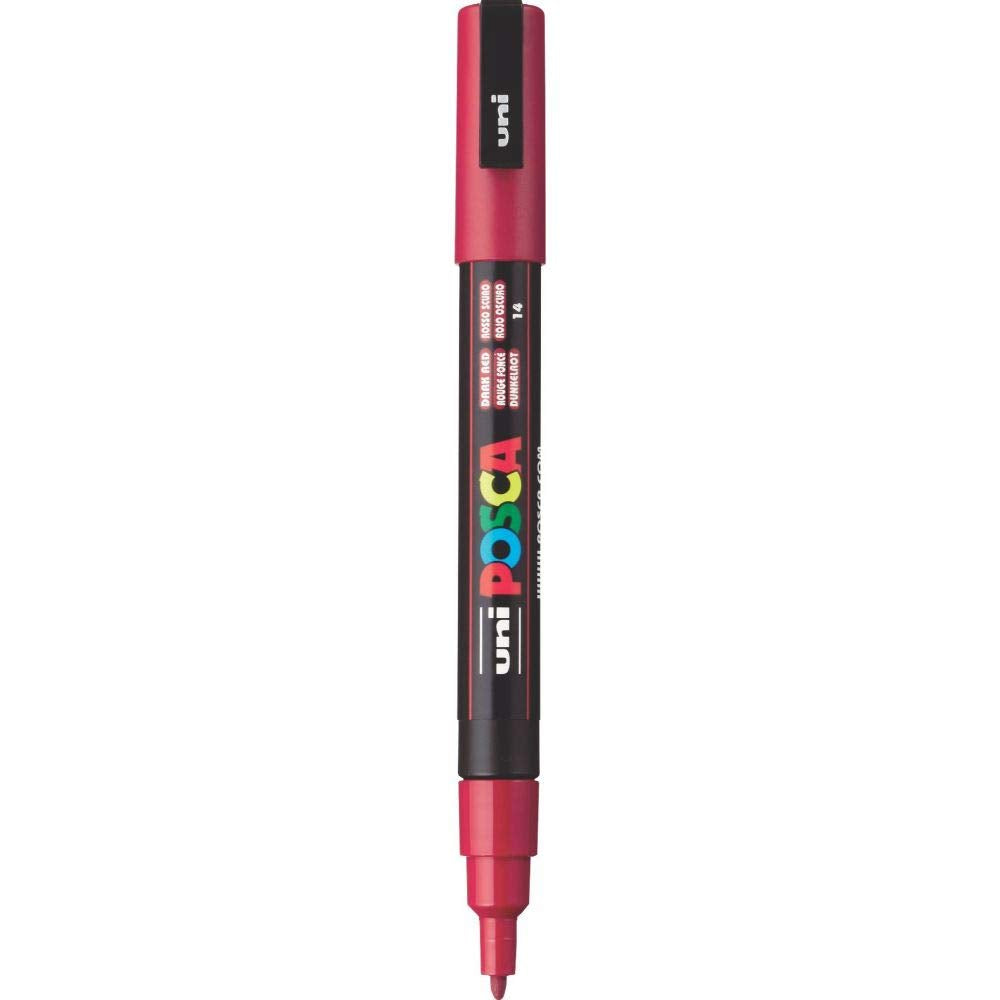 uni-ball Posca 3M 0.9-1.3 mm Bullet Shaped Marker Pen, Deep Red Ink, Pack of 1