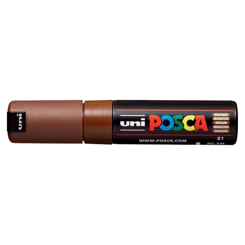 uni-ball Posca 7M 4.5-5.5 mm  Broad Bullet Shaped Markers, Brown Ink, Pack of 1