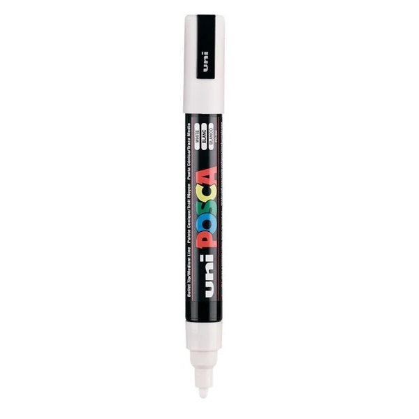 uni-ball Posca 5M 1.8-2.5 mm Bullet Shaped Marker Pen, White Ink, Pack of 1