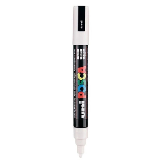 uni-ball Posca 5M 1.8-2.5 mm Bullet Shaped Marker Pen, White Ink, Pack of 1