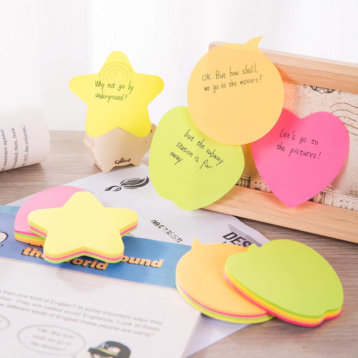 Deli WA03202 Shape Sticky Notes, 3"  3", 420sheets (Pack of 1, Color May Vary)