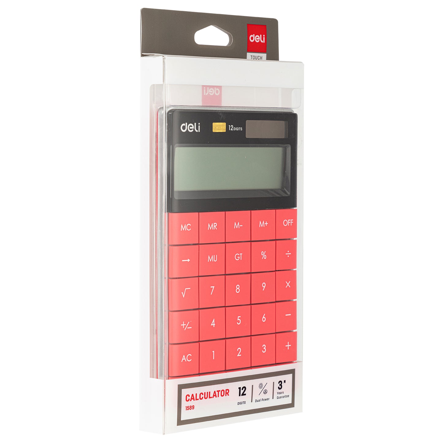 Deli W1589 Modern Compact Calculator 12-Digit, Red