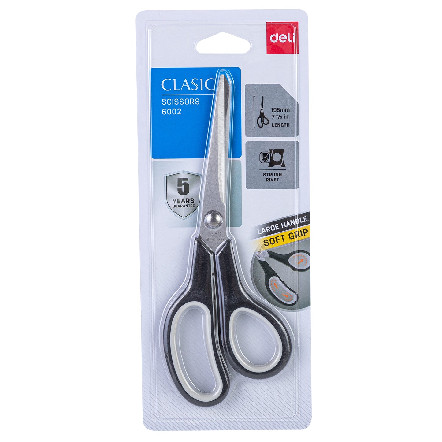 Deli W6002 Scissors 195mm (Pack of 1, Color May Vary)
