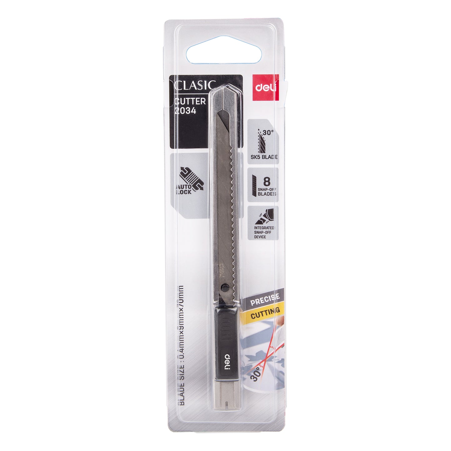 Deli W2034 30 Degree Metal Cutter, 7 snap-off blades, Pack of 1