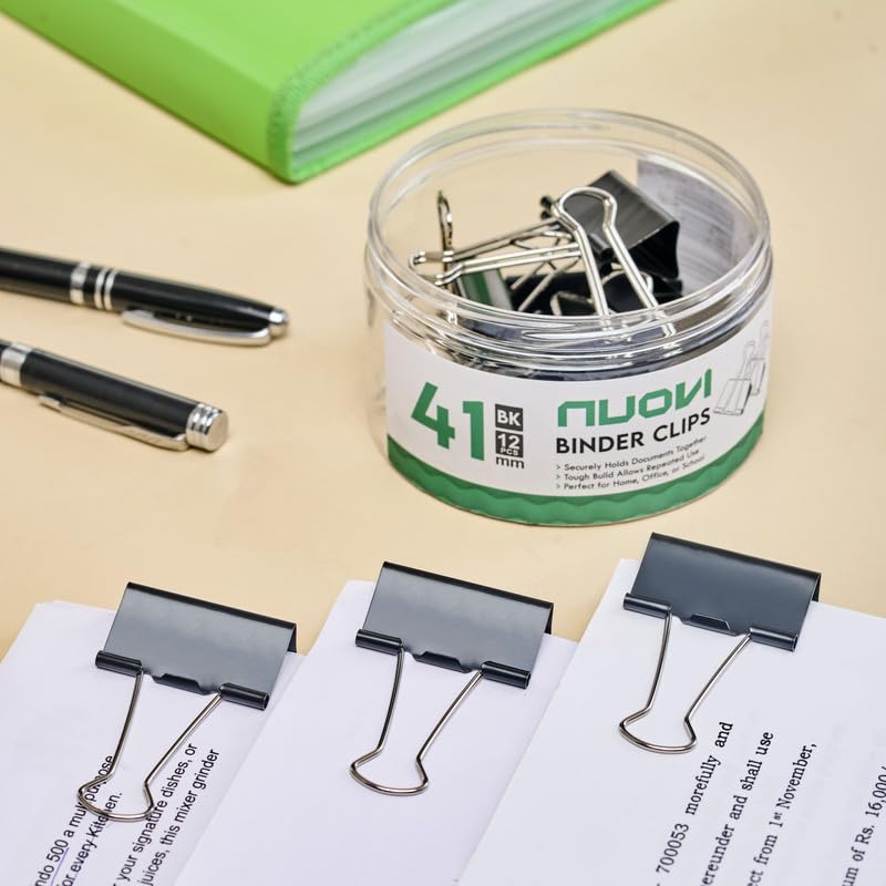 NUOVI 41mm Binder Clips (12pcs, Black)