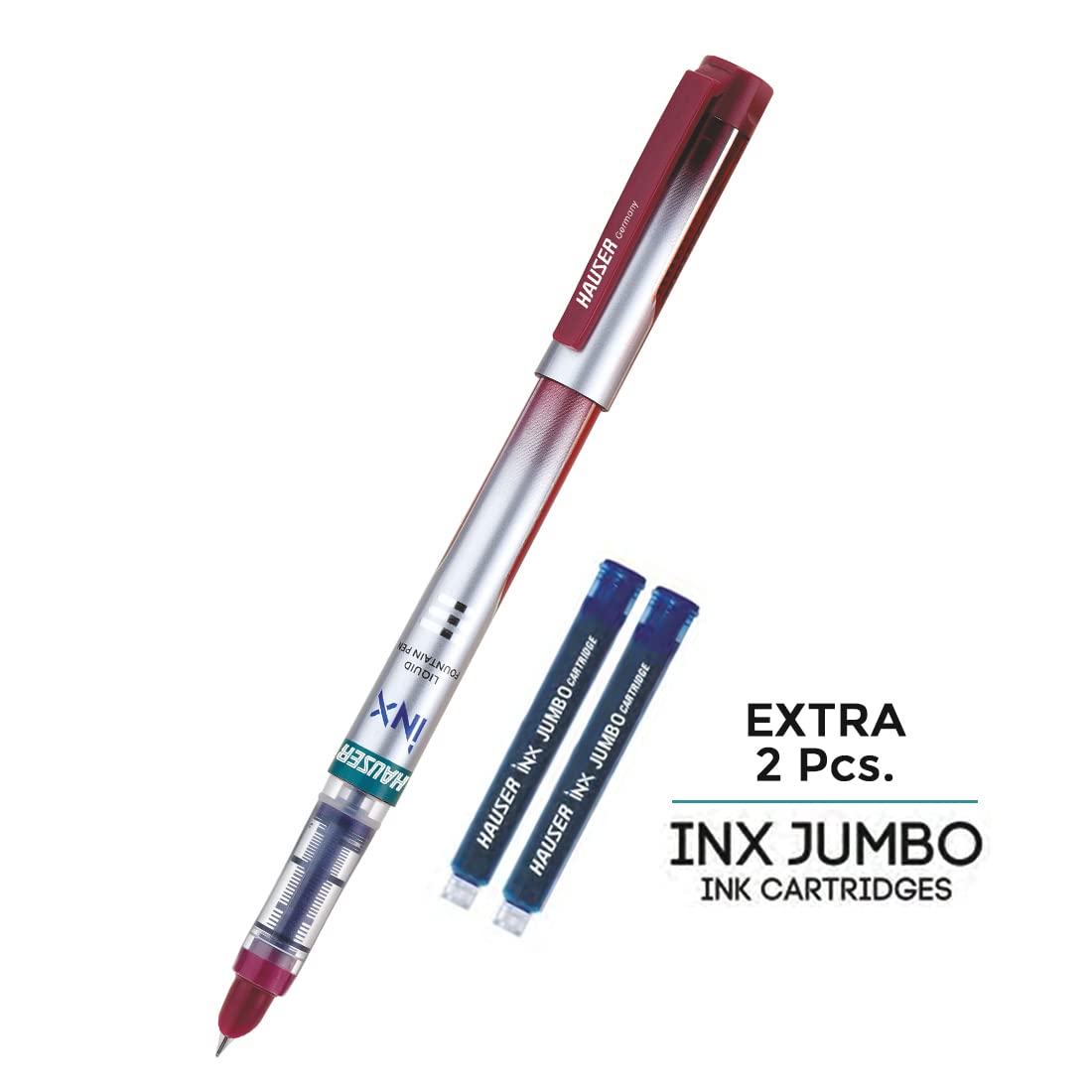 Hauser Inx Liquid Ink Fountain Pen, Blue Ink, Pack of 3
