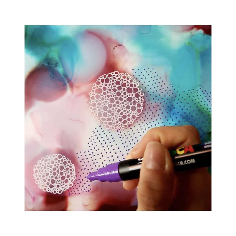 uni-ball Posca 7M 4.5-5.5 mm Broad Bullet Shaped Marker Pen, Red, Blue, Green, Yellow, Black, Light Blue, Pink & White Ink, Pack of 8