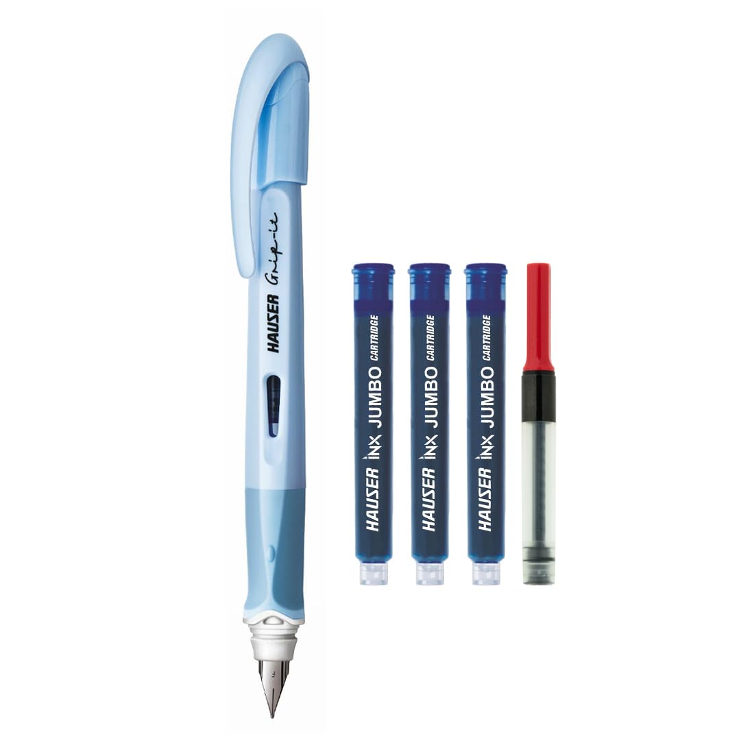 Hauser Inx Grip-it Fountain Pen, Blue Ink, Pack of 2