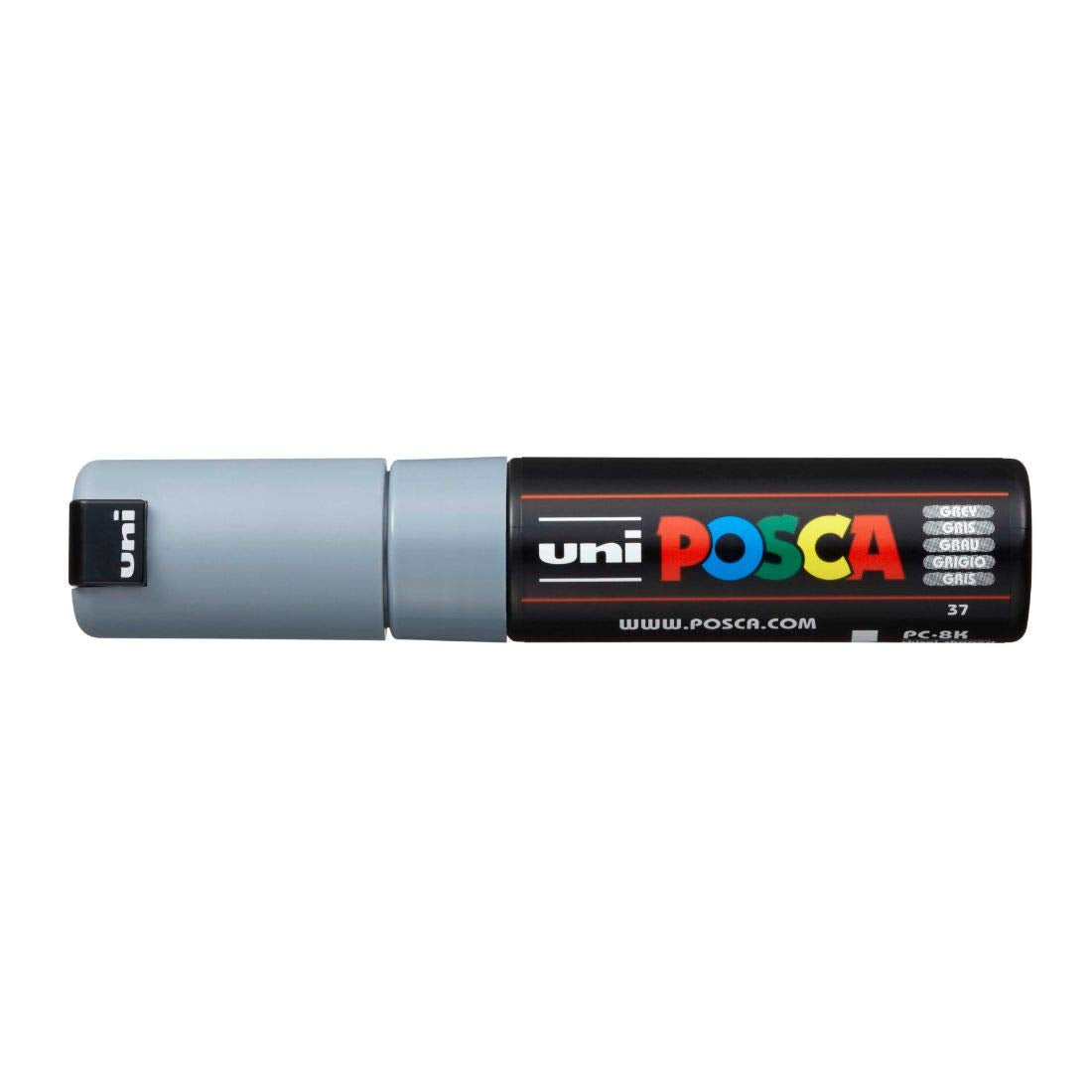 uni-ball Posca PC-8K 8.0 mm Bold Point Chisel Shaped Marker Pen, Grey Ink, Pack of 1