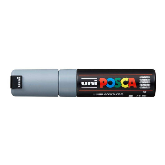 uni-ball Posca PC-8K 8.0 mm Bold Point Chisel Shaped Marker Pen, Grey Ink, Pack of 1