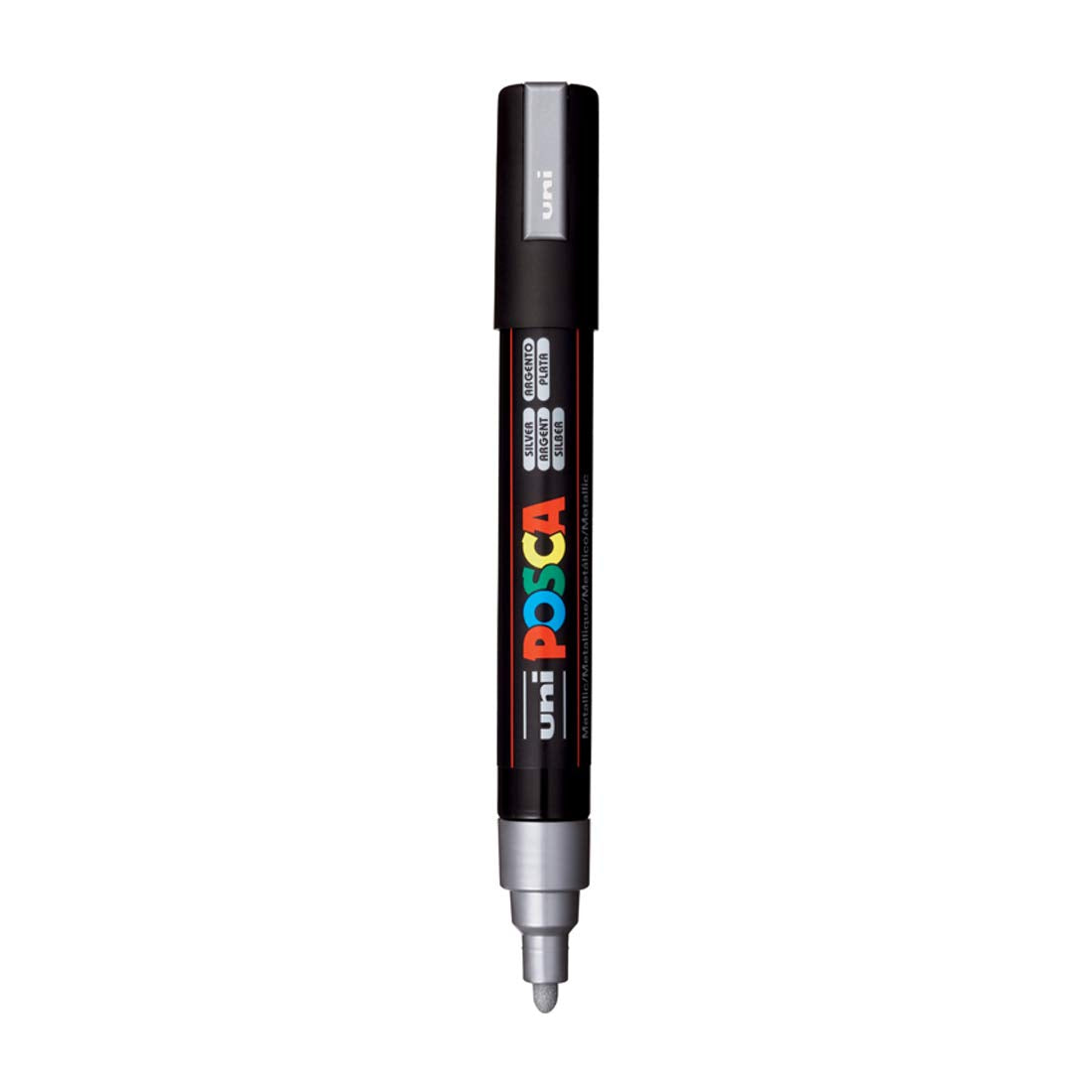 uni-ball Posca 5M 1.8-2.5 mm Bullet Shaped Markers, Silver Ink, Pack of 1