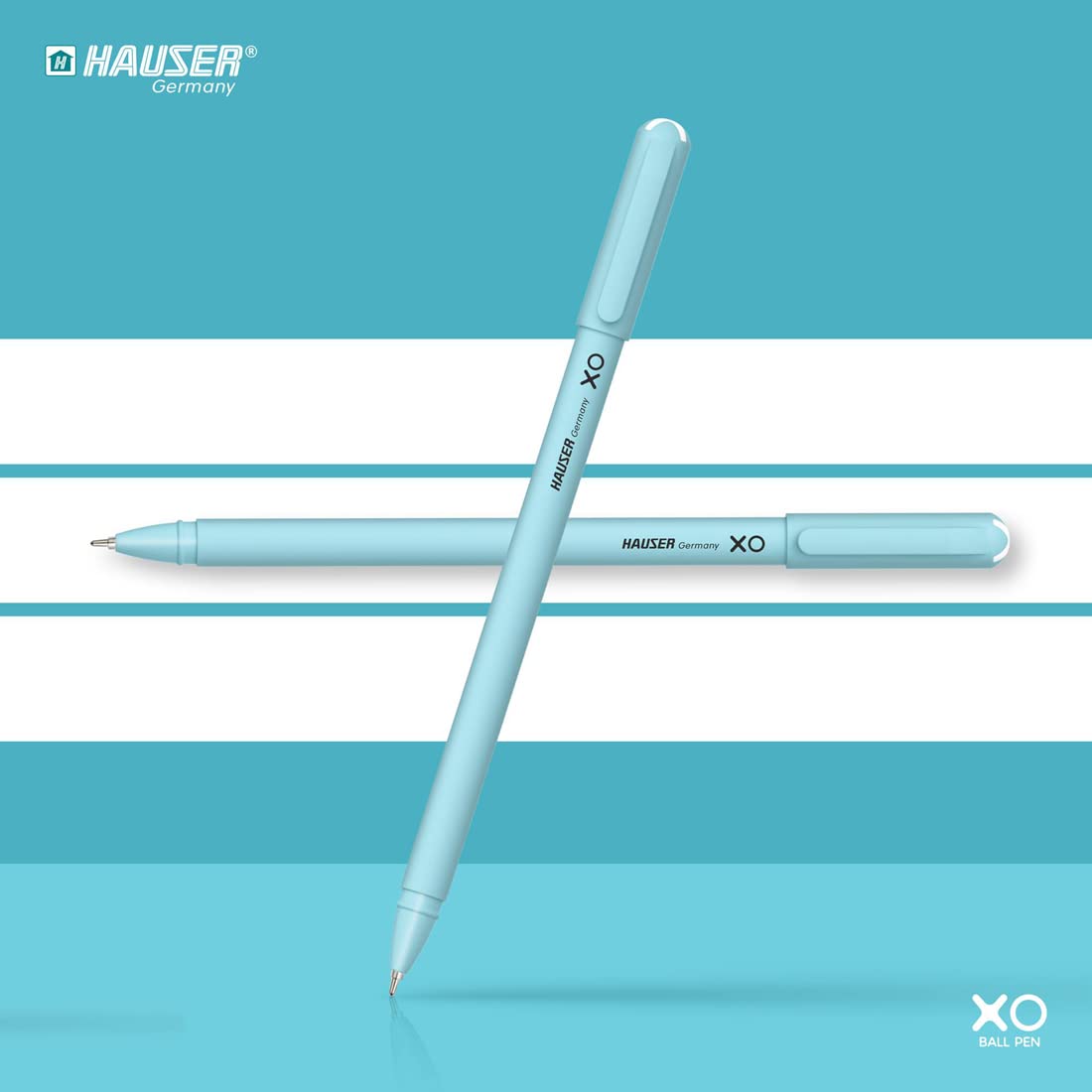 Hauser XO 0.6mm Ball Pen, 50 Pcs Tumbler Pack, Blue, Black & Red Ink, Pack of 1