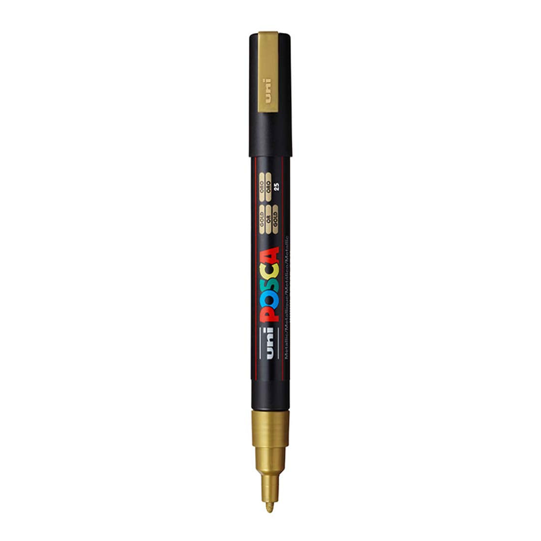 uni-ball Posca 3M 0.9-1.3mm Bullet Shaped Markers, Gold Ink, Pack of 1