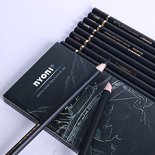 Ondesk Artics Artists Fine Art Drawing 10 Pcs Charcoal Pencil Kit, Black, Pack Of 1